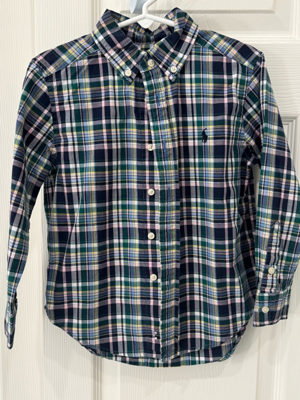 Ralph Lauren Green Navy Pink Plaid Button-Down Shirt